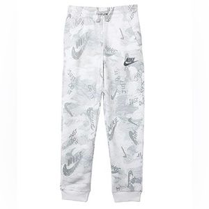 EUC Nike Kids Sportswear Joggers All-Over Print - white/grey - Size L ( 12-14)